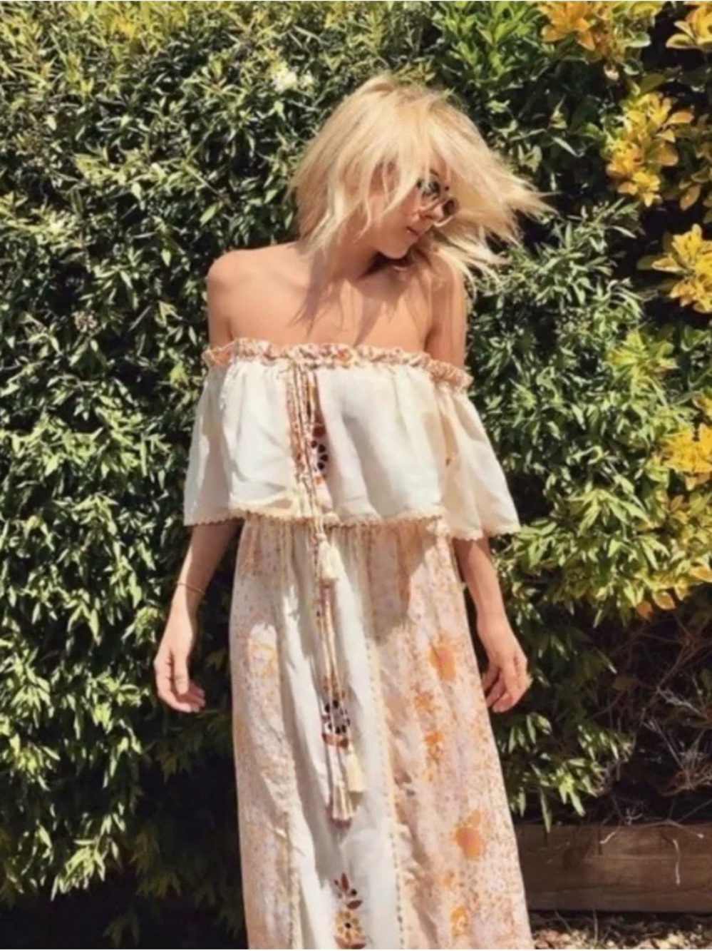 Fillyboo Boho Floral Off-Shoulder Maxi Dress-great for maternity photos